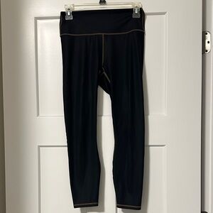 Fabletics Black Leggings with Brown Accents